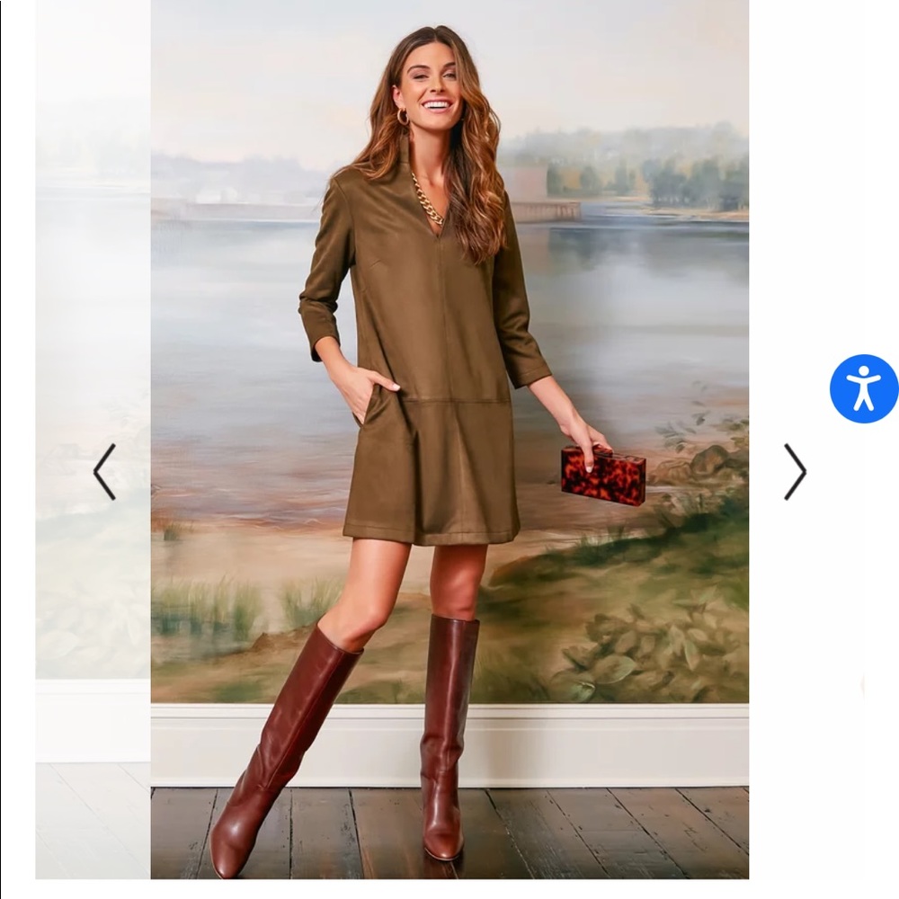 Olive Suede Stretch Clifton Dress